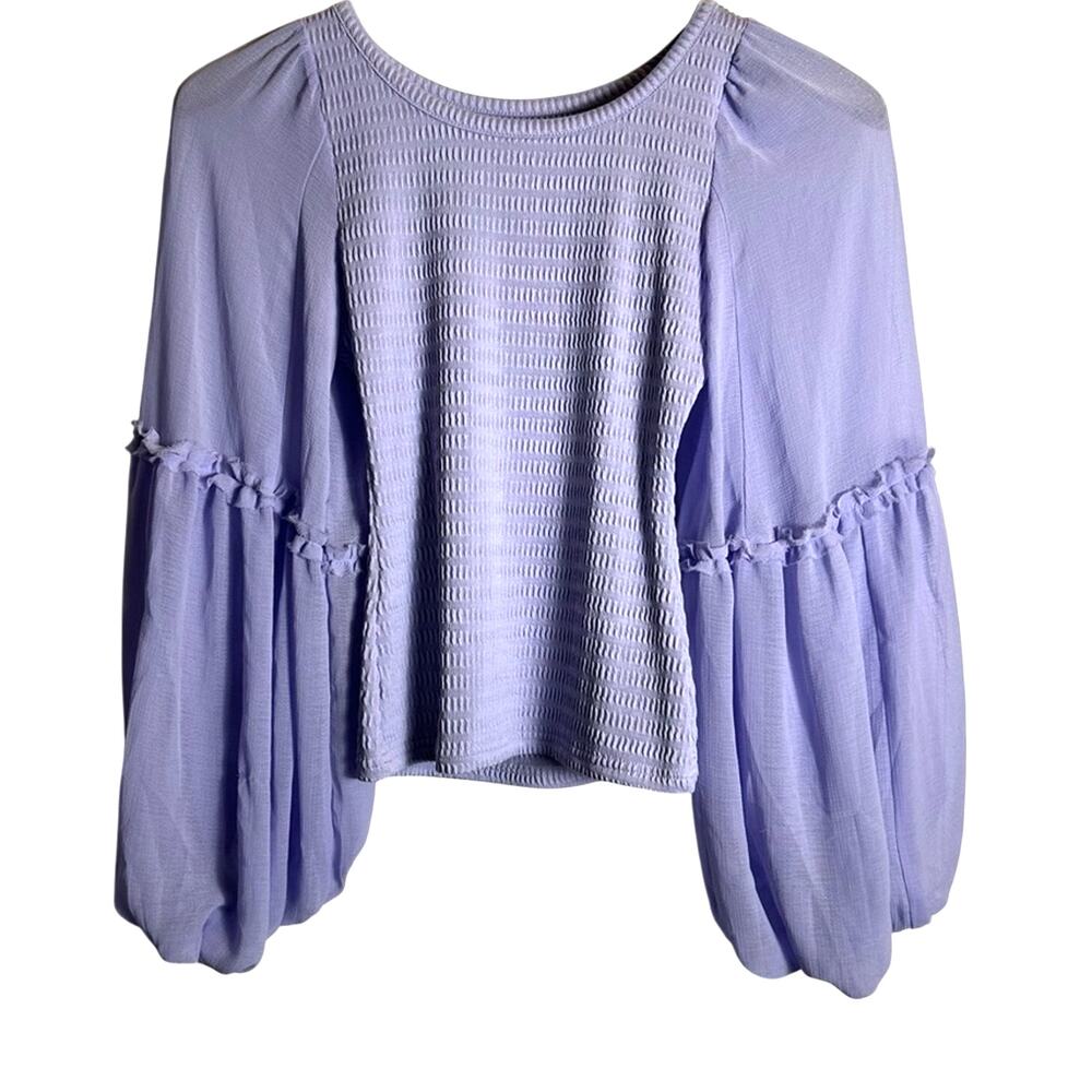 Anthropologie Balloon Sleeve Smocked Top Lavender NEW